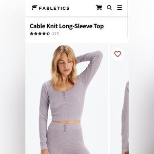 NWT FABLETICS cable knit long sleeve crop top